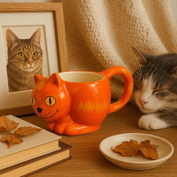 Vintage Coffee-Mate Orange Cat Mug 1990s Nestlé Carnation Advertising Ceramic - Picture 3 of 9